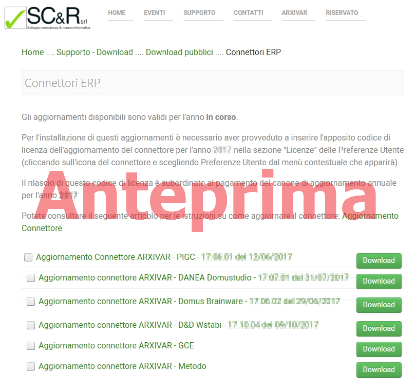 SCR it download connettore ERP