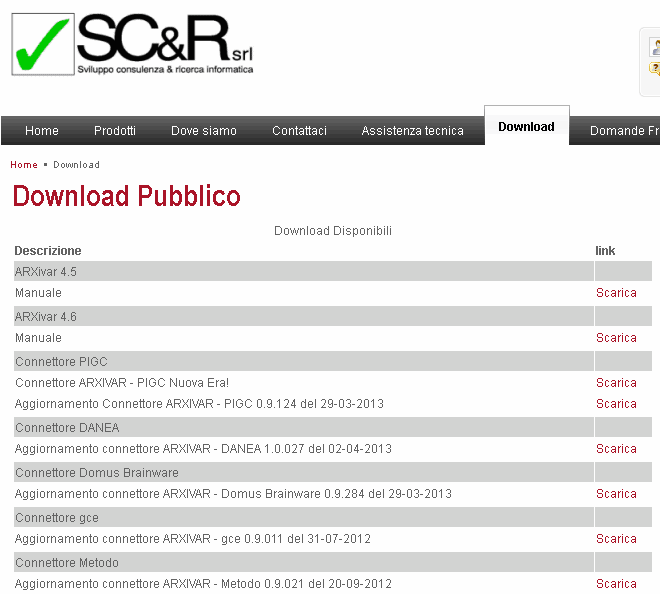 SCR DownloadConnettore