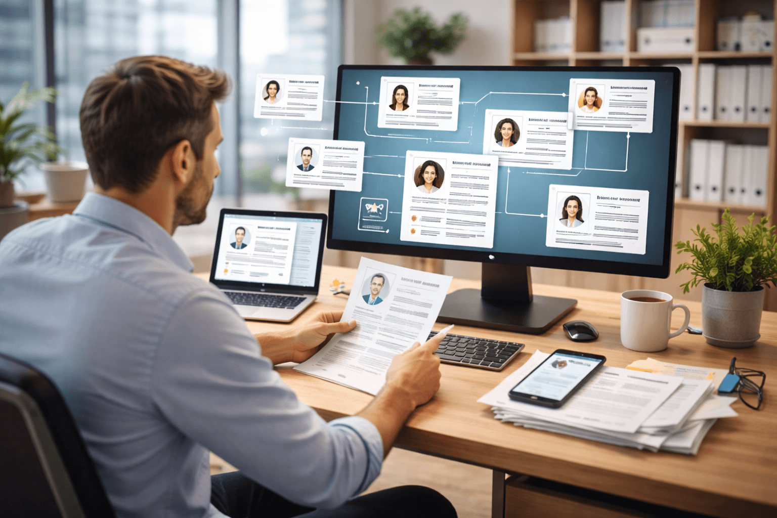 Gestione digitale dei curriculum con visualizzazione strutturata dei profili dei candidati e confronto dei CV durante il processo di selezione del personale.